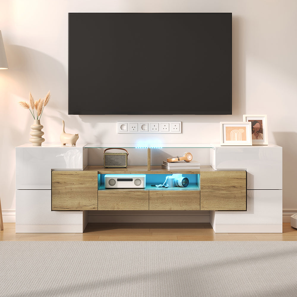 Mobile TV elegante - Xylo - 145cm bianco LED vetro