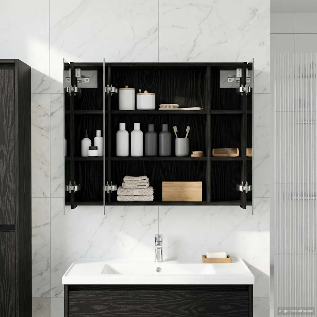 Mobiletto per specchio da bagno Rovere Nero 73,5 x 16 x 62,5 cm 889168