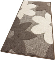 Tappeto Cucina 3D Fiore 57x270 cm Tridimensionale Morbido Moderno Passatoia Antiscivolo Beige