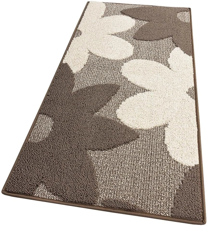 Tappeto Cucina 3D Fiore 57x270 cm Tridimensionale Morbido Moderno Passatoia Antiscivolo Beige