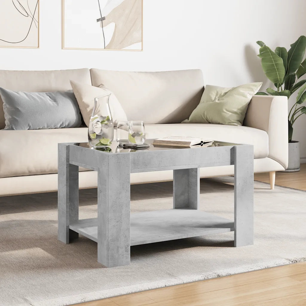 Tavolino Salotto con LED Grigio Cemento 73x53x45 cm Multistrato 847549