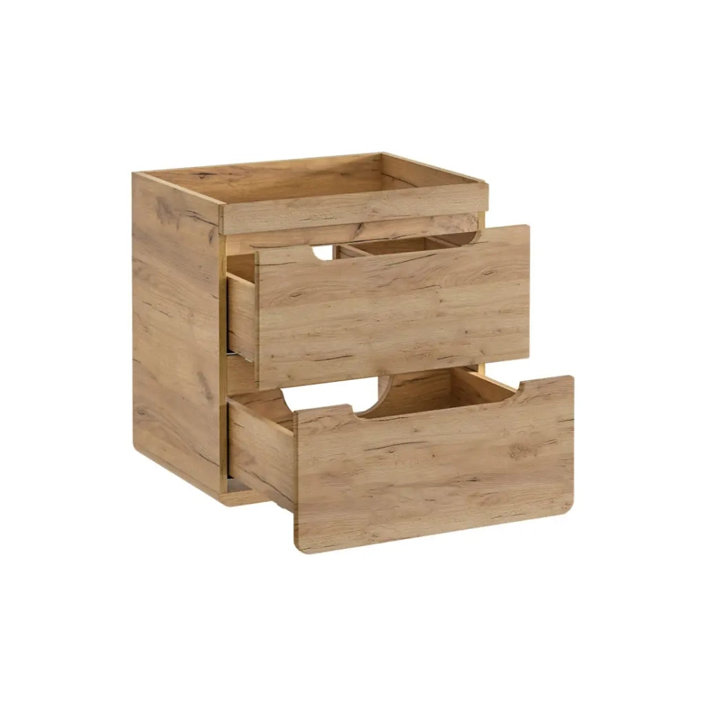 Mobile sottolavabo ERBANO – 2 cassetti – 60 cm – Colore rovere chiaro – Design sospeso contemporaneo