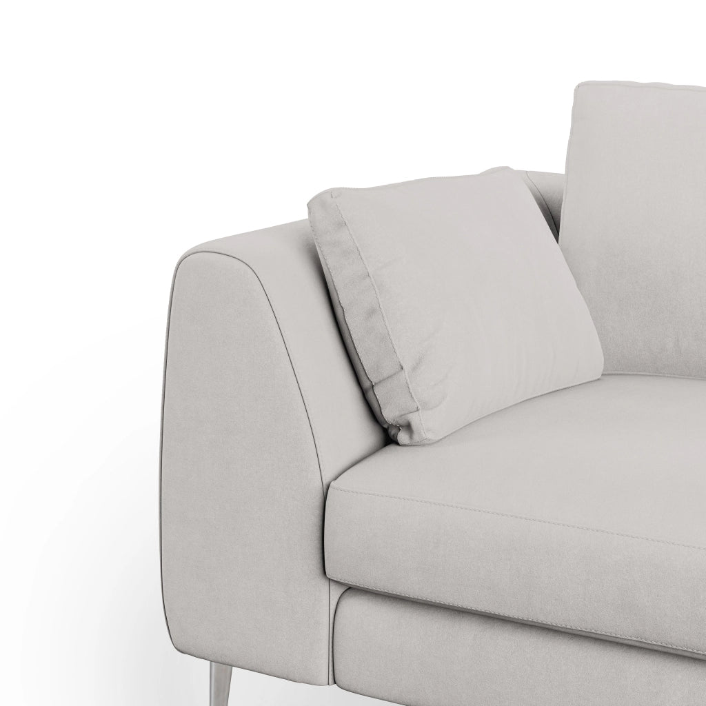 Plano Divano moderno in microfibra tecnica smacchiabile T11 196 cm grigio chiaro