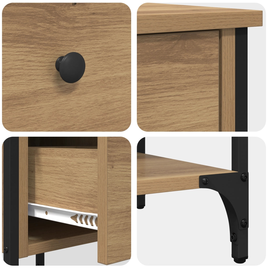Comodino in rovere artigianale 34x36x70 cm in legno ingegnerizzato