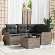 Set Divano da Giardino con archiviazione 5 pcs Nero polyrattan 3354358