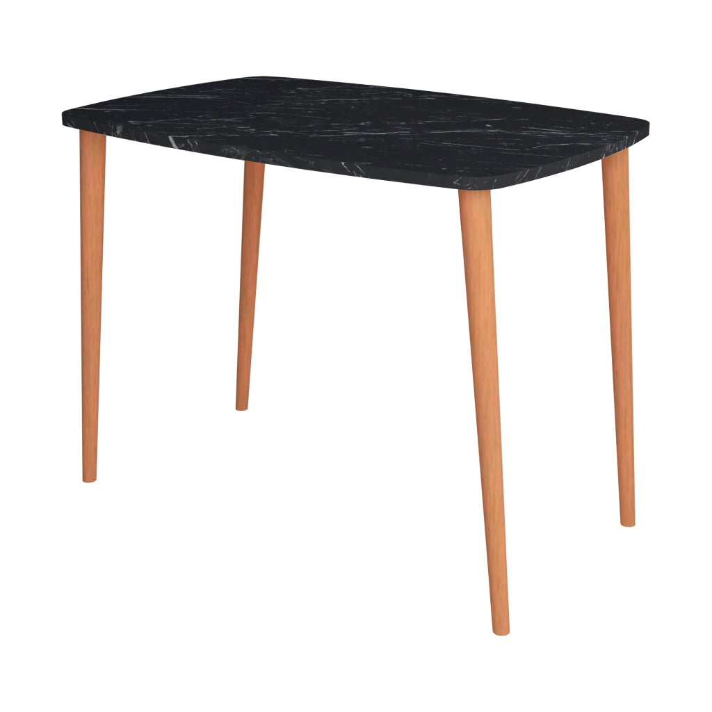 Tavolo 'Kongsberg' Scrivania - Tavolo da Sala Pranzo con Piano Retangolare - Effetto Marmo Nero [en.casa]