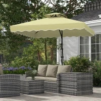 Ombrellone Decentrato 2.5x2.5 m con Base a Croce e Apertura a Manovella, in Metallo e Poliestere Beige