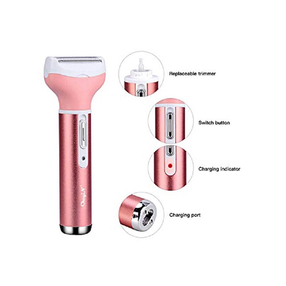 Trade Shop - Kit Rasoio Rifinitore Depilatore Da Donna Ricaricabile Elettrico 4 In 1 Gm-3074 -