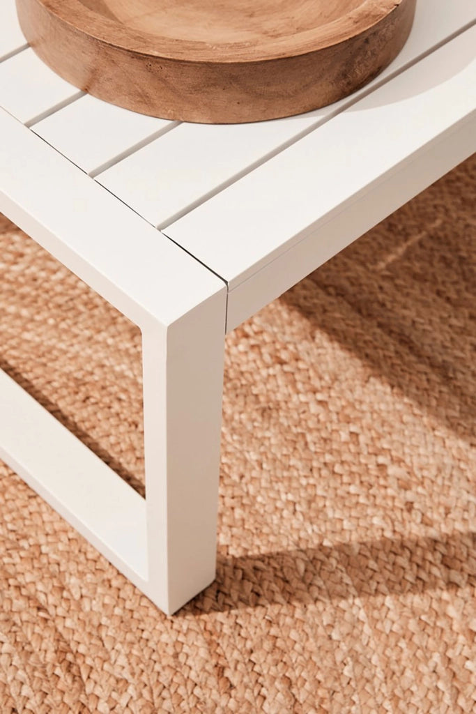 Set 4 Pezzi Salotto da Giardino con Divano 2 Poltrone e Tavolino in Alluminio e Spun Poly Hilde Bianco