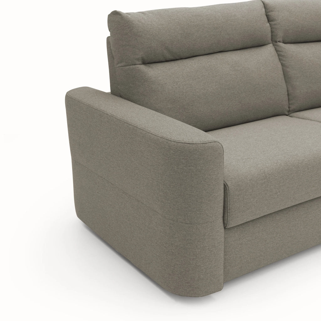 Cupido Divano letto con morbido schienale alto in tessuto impermeabile simil cotone T13 202 cm (mat. 140x197) tortora