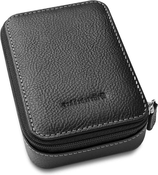 Set di rasoi in pelle reale - nero - prodotto in modo sostenibile - adatto a tutti i rasoi e rasoio - idea regalo