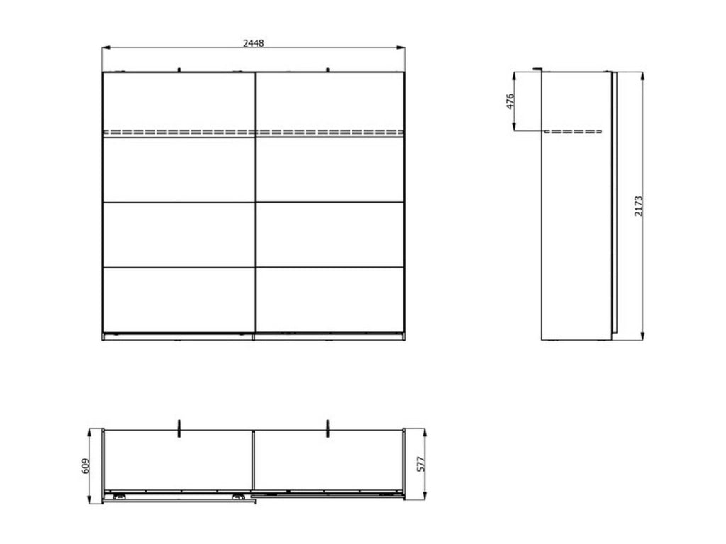 Armadio Camera da Letto Salemi, Guardaroba Grande 2 Ripiani, 245x217.5h cm Bianco Crema