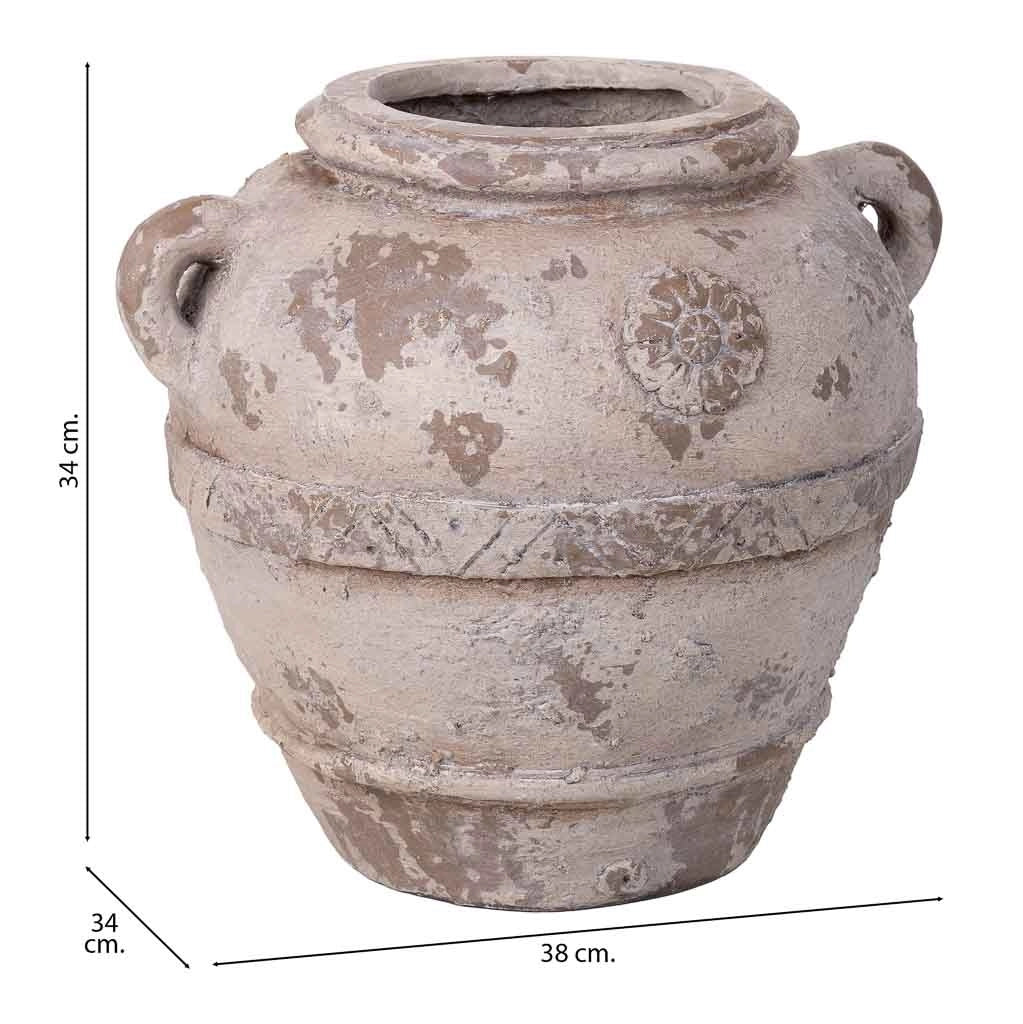 Vaso decorativo color pietra, 38x34x34h cm
