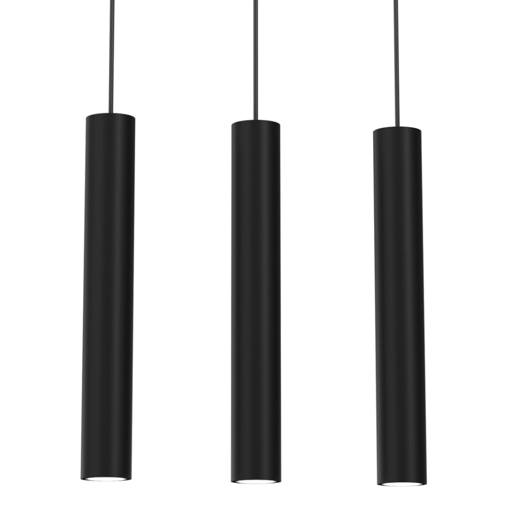 Lampada sospensione tubolare nera 3xGU10 Milagro Hudson