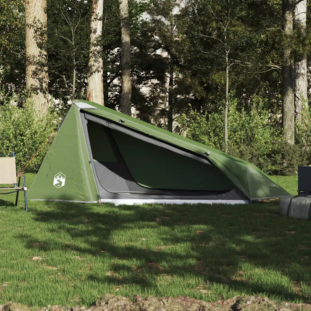 Tenda da Campeggio a Tunnel per 1 Persona Verde Impermeabile 94608