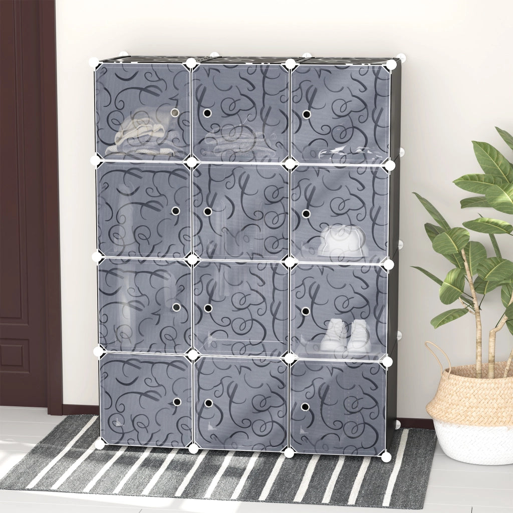 Armadio modulare 12 cubi con ante ¨C zephmum ¨C plastica bianca