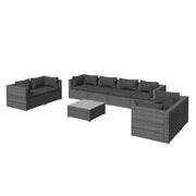 Mobili da giardino mobili da esterno Set di mobili da 9 pezzi con cuscini in resina intrecciata grigia 02_0018088