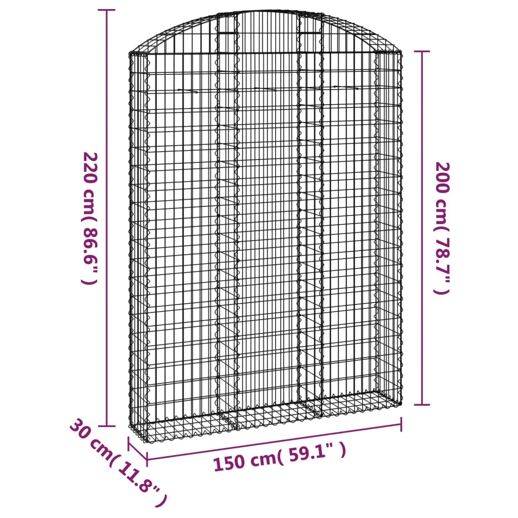 Cesto Gabbione ad Arco 150x30x200/220 cm Ferro Zincato 153450