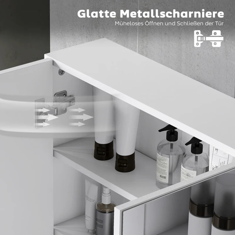 ARMADIO DA BAGNO A MURO 90x15,5x60 cm Bianco con 3 ante a specchio