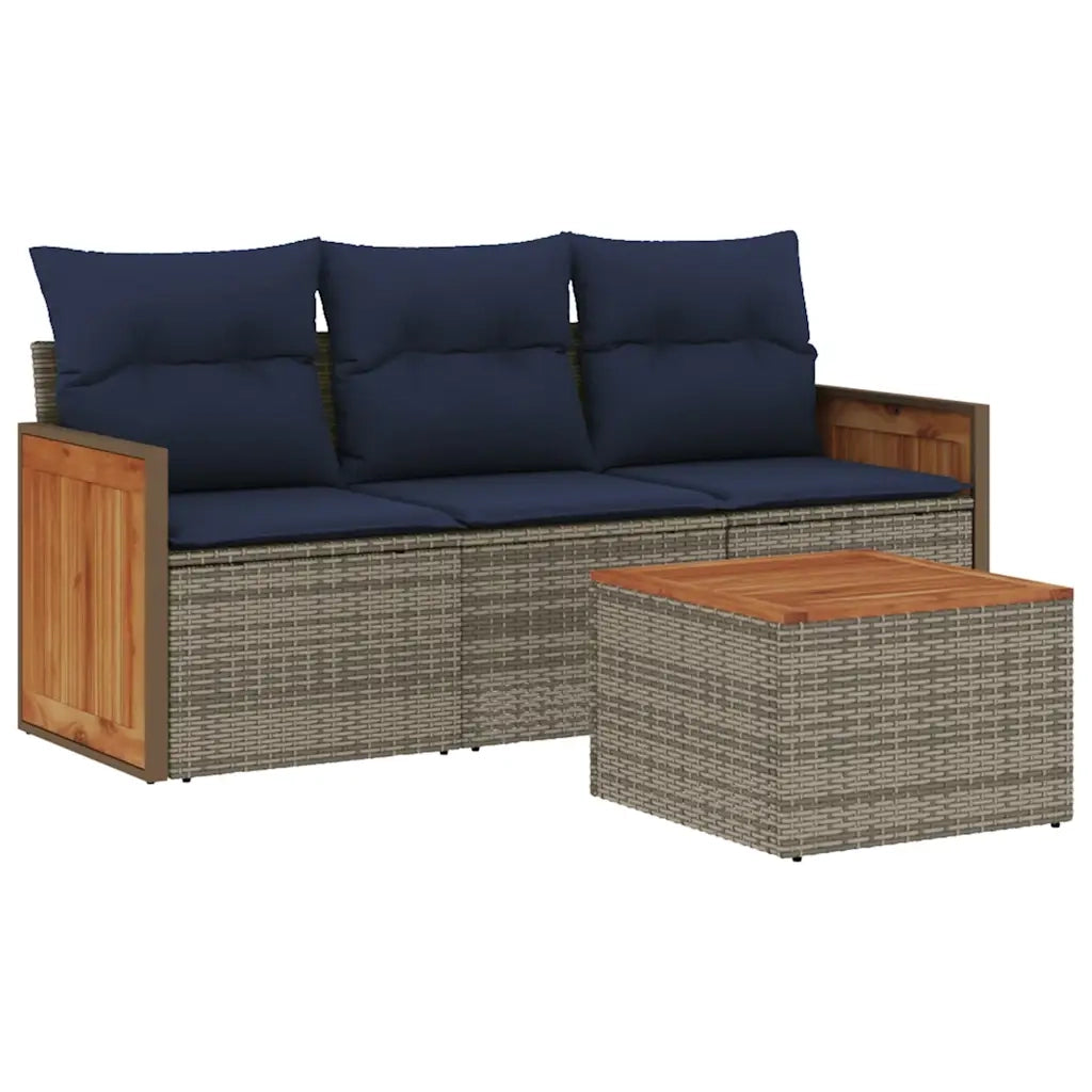Set Divani da Giardino 4 pz con Cuscini Grigio in Polyrattan 3227447