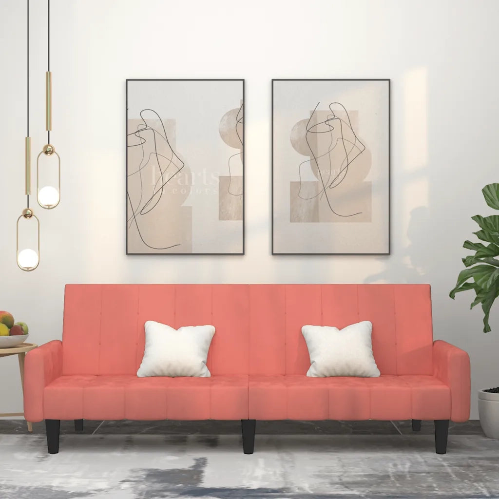 Divano Letto a 2 Posti Rosa in Velluto 375778