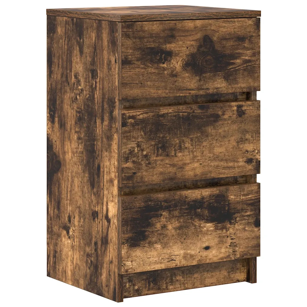 Comodini con 3 Cassetti 2 pz Rovere Fumo 39x35x65 cm 861346