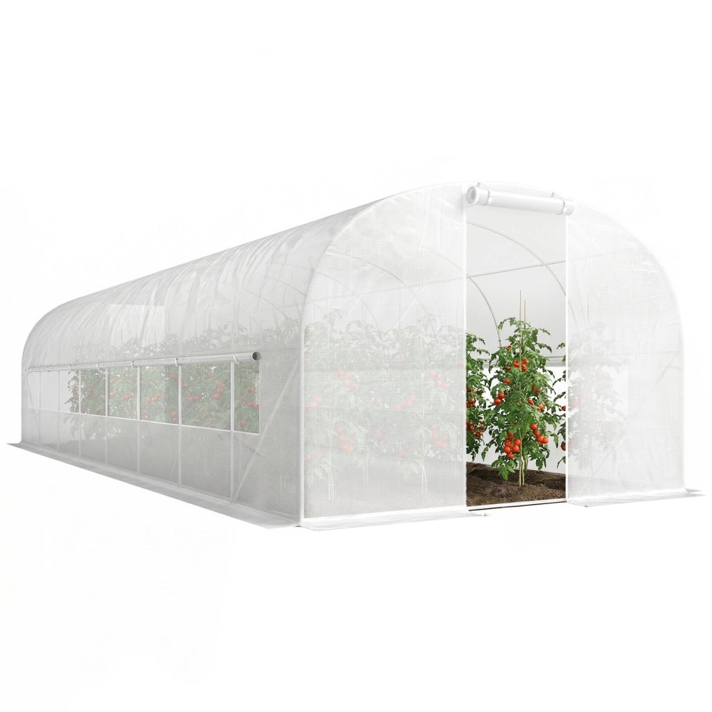 Serra da giardino tunnel ¨C zephmum ¨C 24m2 bianco in acciaio