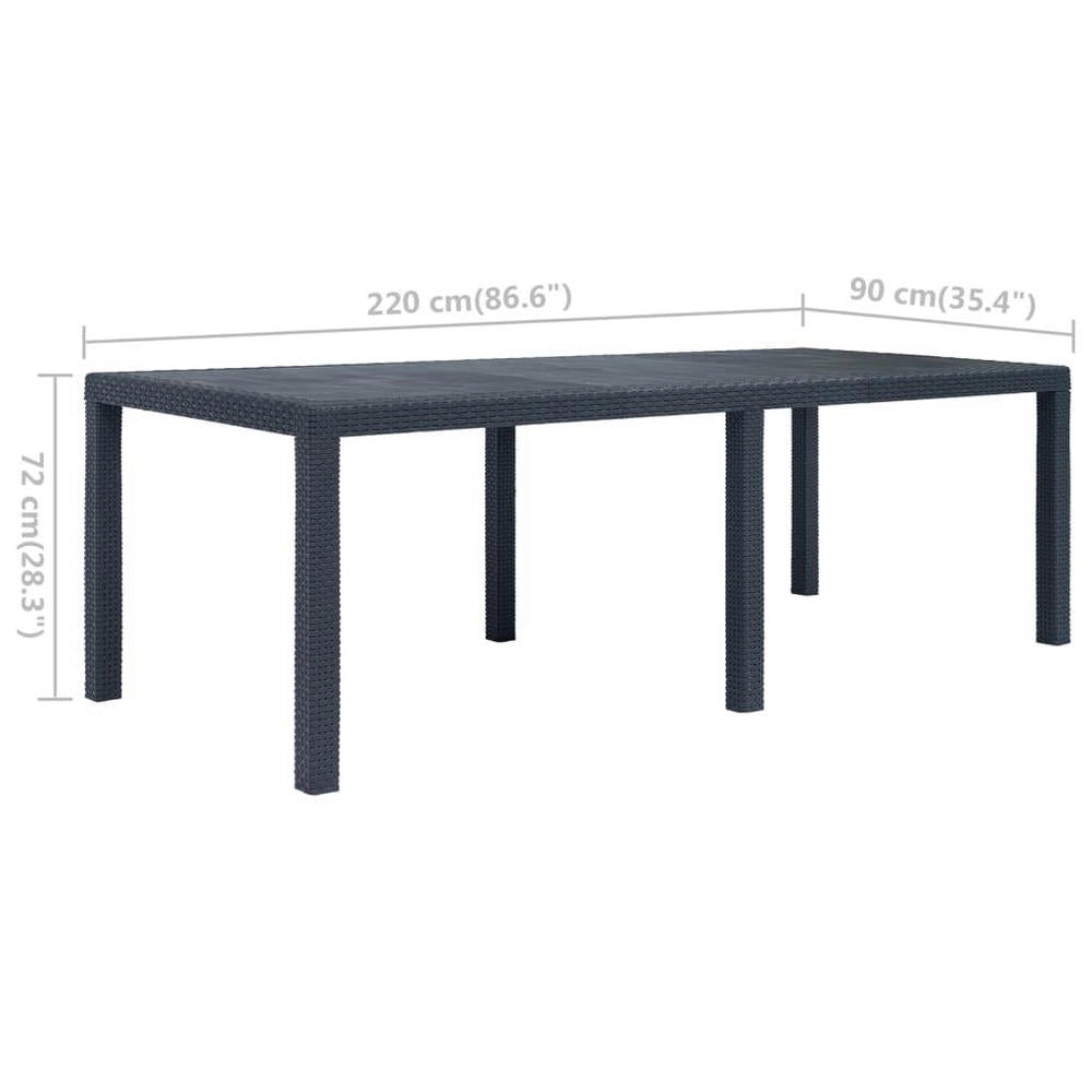 Garden Table Anthracite 220x90x72 Cm Plastic Rattan Look
