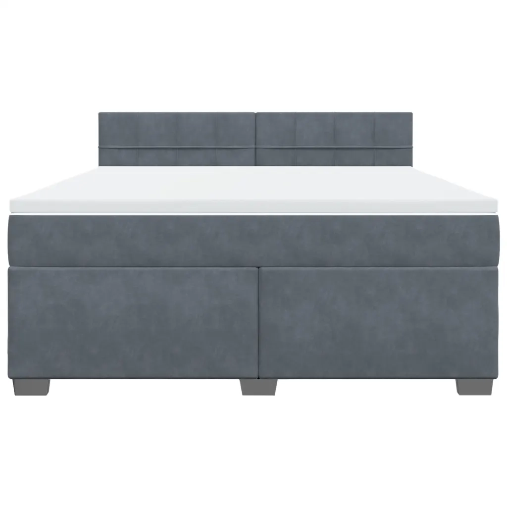 Giroletto a Molle con Materasso Grigio Scuro 180x200 cm Velluto