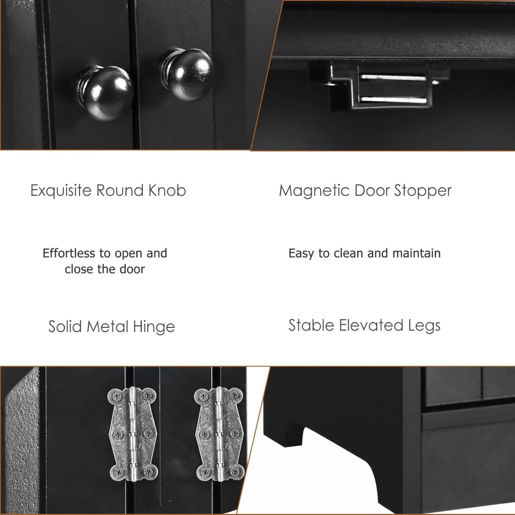Armadio Alto in Legno con 2 Ripiani Regolabili, Armadio da Guardaroba Verticale con Dispositivo Anti-Rovesciamento, Mobile Organizzatore, Grande Spazio, 58,5 x 32 x 123 cm, Nero