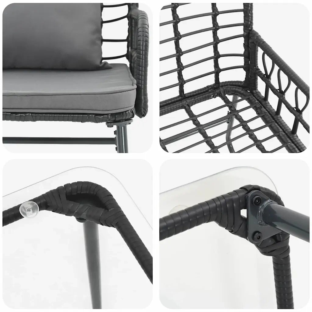 Set di Mobili da Giardino 4 pz | Set Salotto da Giardino Nero e antracite polyrattan
