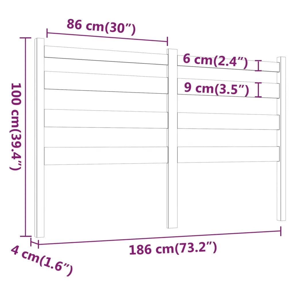 Testiera | Testata per Letto ambra 186x4x100 cm in Legno Massello di Pino