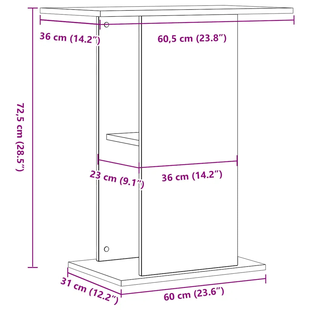 Supporto per Acquario Legno Antico 36x60,5x72,5cm in Truciolato