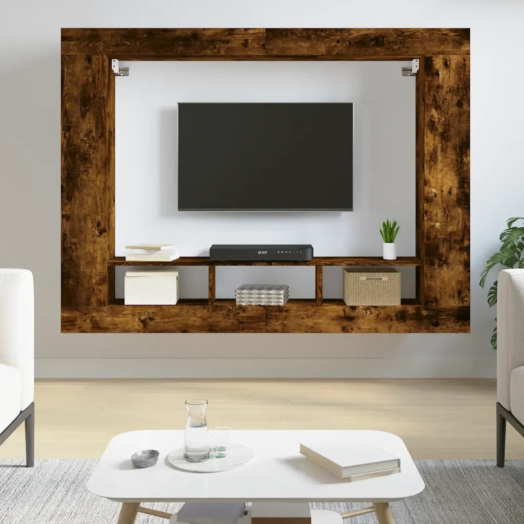 Mobile Porta TV-Mobile per TV-Credenza TV Rovere Fumo 152x22x113 cm in Legno Multistrato