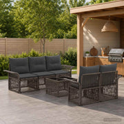 Set Divano da Giardino 6 pz Grigio polyrattan 3434759