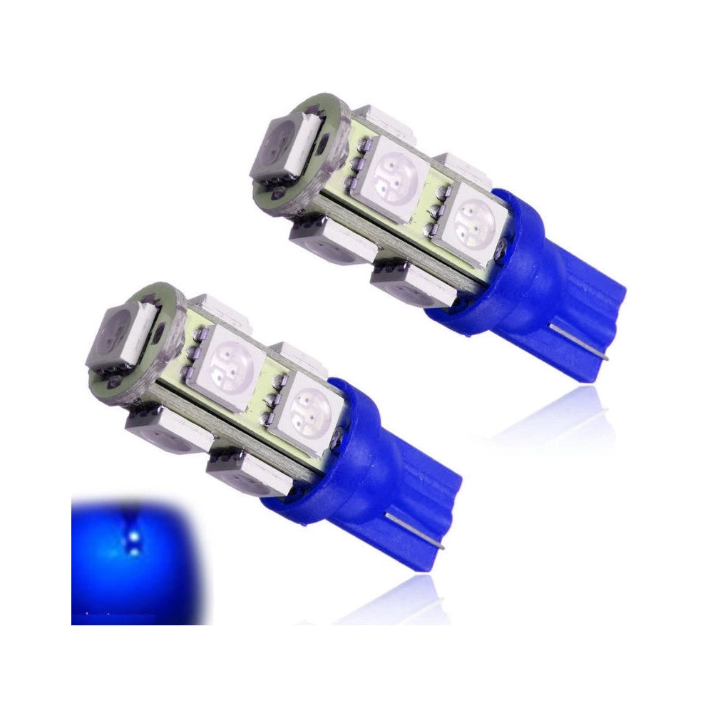 Trade Shop - Coppia Lampadine Per Luce Targa 9 Led Blu Ricambio 5w Interni Auto Sport -