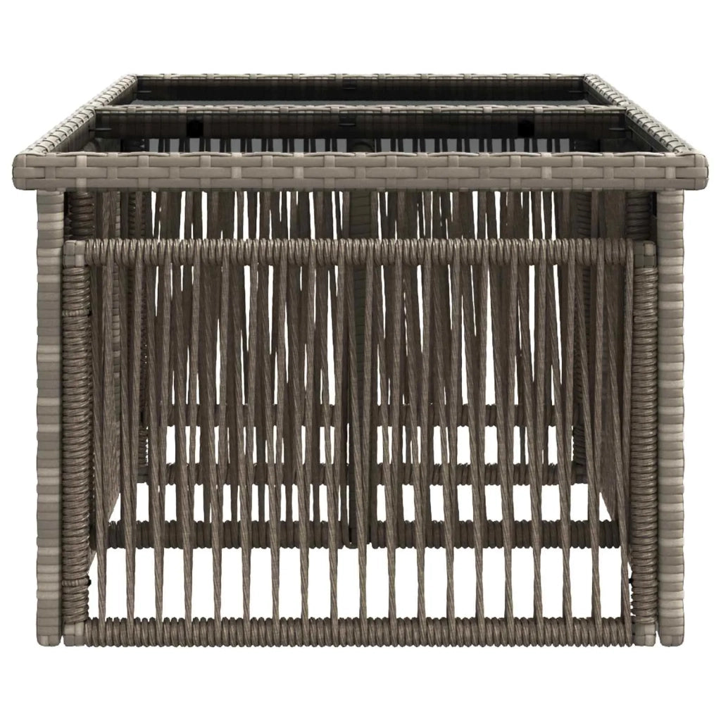 Tavolo da Giardino Grigio 100 x 55 x 37 cm Rattan PE e Vetro 42035137
