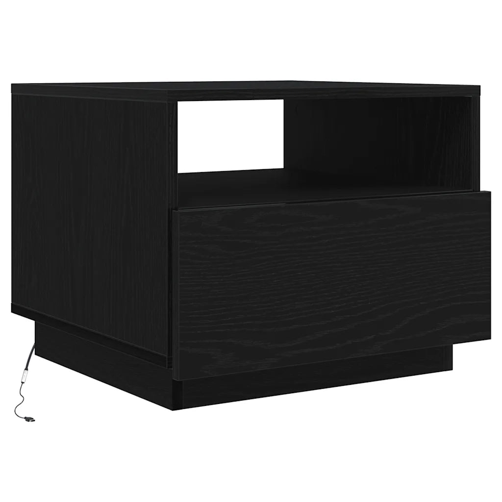 Tavolino da salotto | Tavolino da caff¨¨ | Tavolino da Soggiorno con Luci LED Rovere Nero 50x49x40 cm