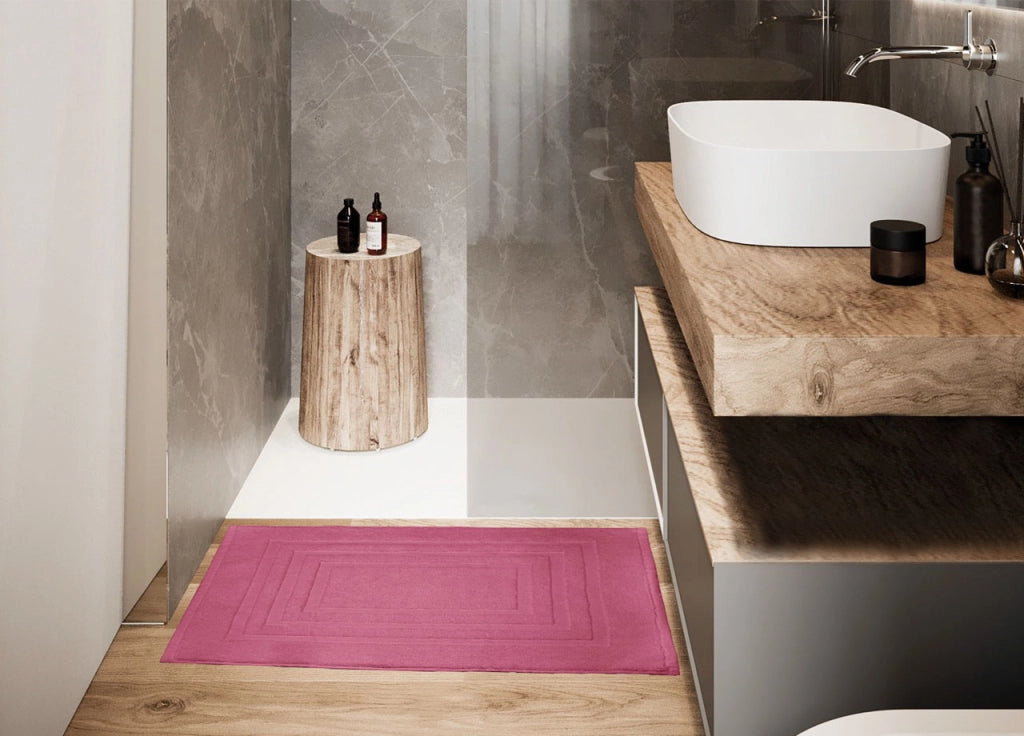 Tappeto Casa Bagno Morbido 50x65cm Tinta Unita 100% Cotone Modello Sophie - Tappeto - Fucsia