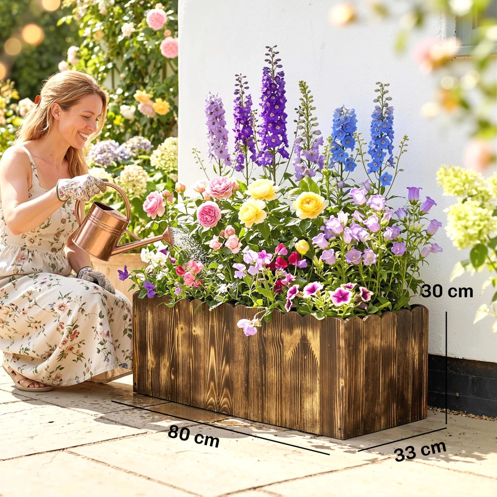 Fioriera Rettangolare per Giardino ¨C zephmum ¨C Legno Abete 80x33x30 cm