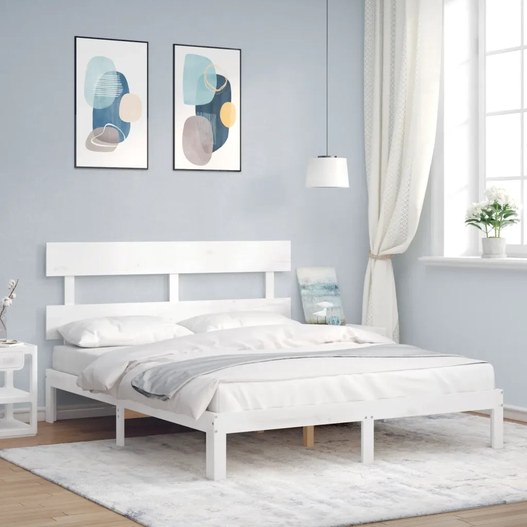 Giroletto con Testiera Bianco 160x200 cm Legno Massellocod mxl 124911