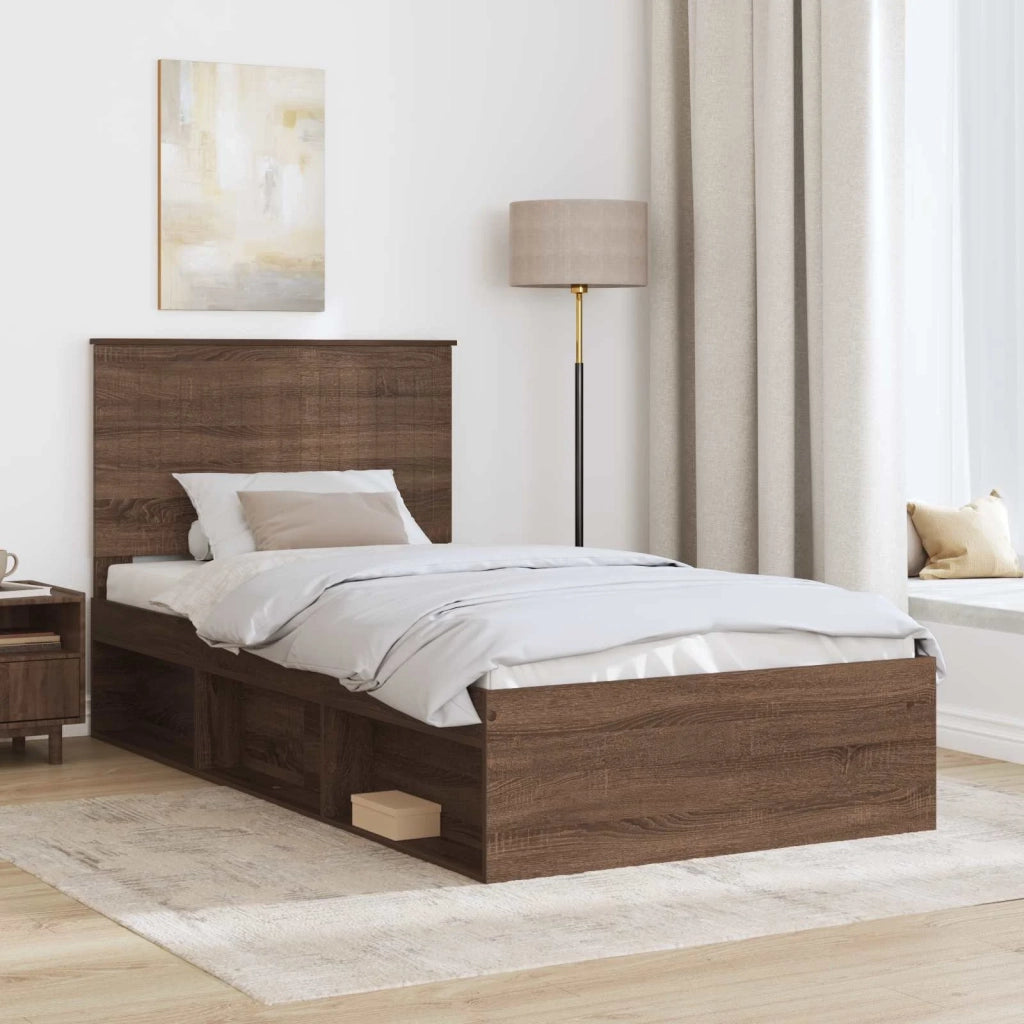 Struttura del letto Rovere Marrone 100 x 200 cm Pino massello