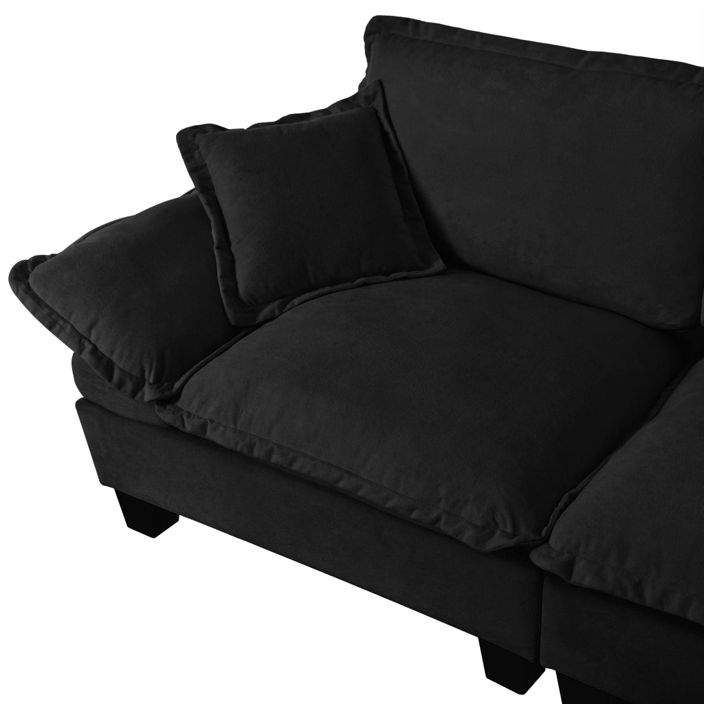 Scaffale modulare con braccioli curvi in chenille nero per piccoli spazi e appartamenti 263 × 82 × 90 cm