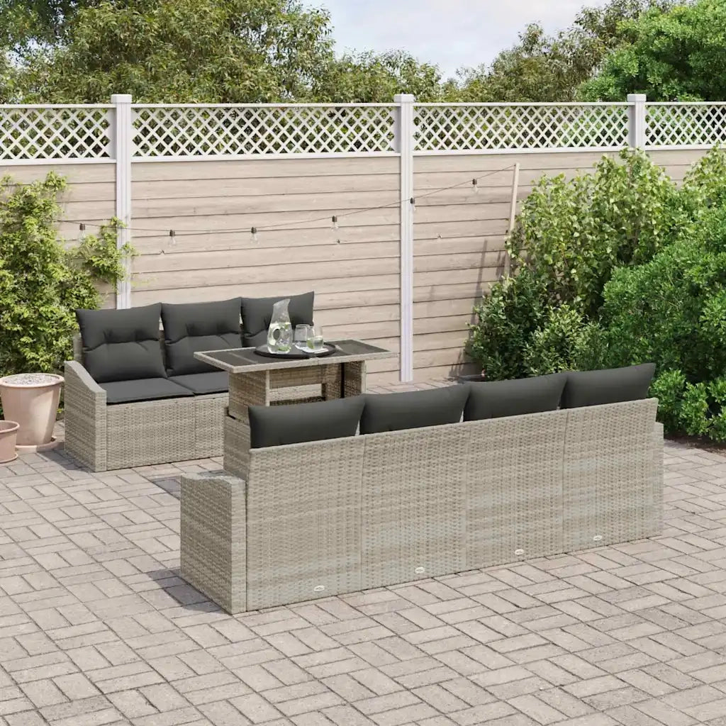 Set Divano da Giardino 8 pcs Grigio chiaro polyrattan 3348948