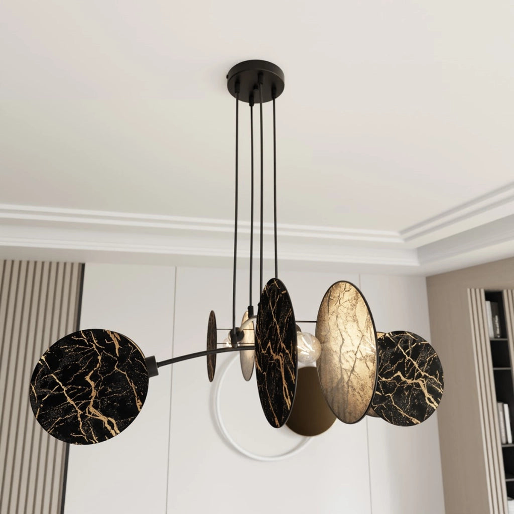 Lampada a sospensione MOTIF in acciaio nero e oro