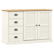 Credenza | Madia | Buffet da pranzo | Armadio da pranzo Cassetti VIGO 113x40x75 cm Legno Massello Pino Bianco