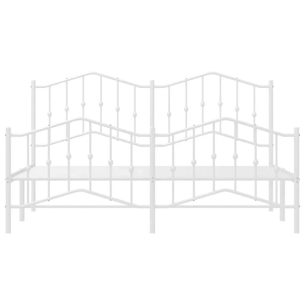 Giroletto con Testiera e Pediera Metallo Bianco 183x213 cm 373861