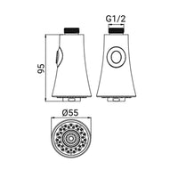Doccetta a campana di ricambio per miscelatori lavello