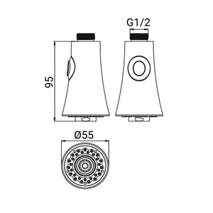 Doccetta a campana di ricambio per miscelatori lavello