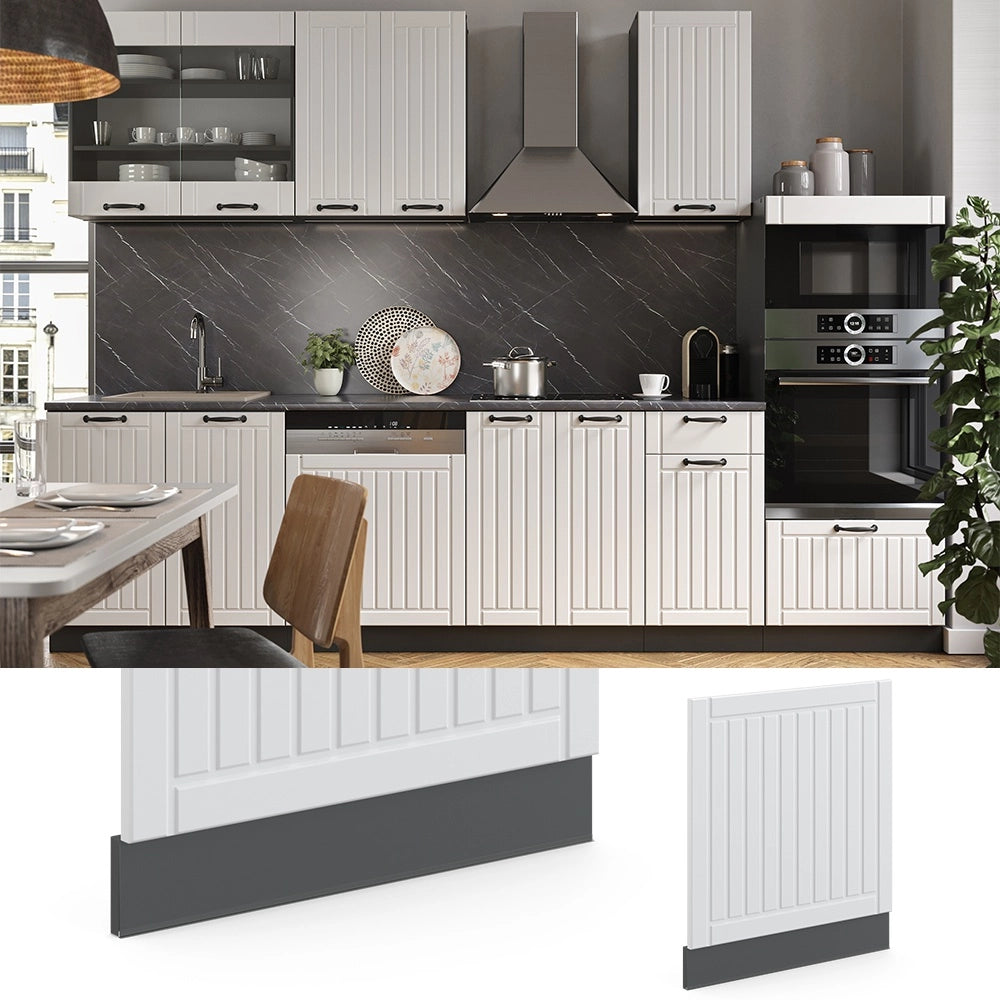 Pannello frontale Fame-Line Bianco rustico/Antracite 60 cm senza piano di lavoro Vicco